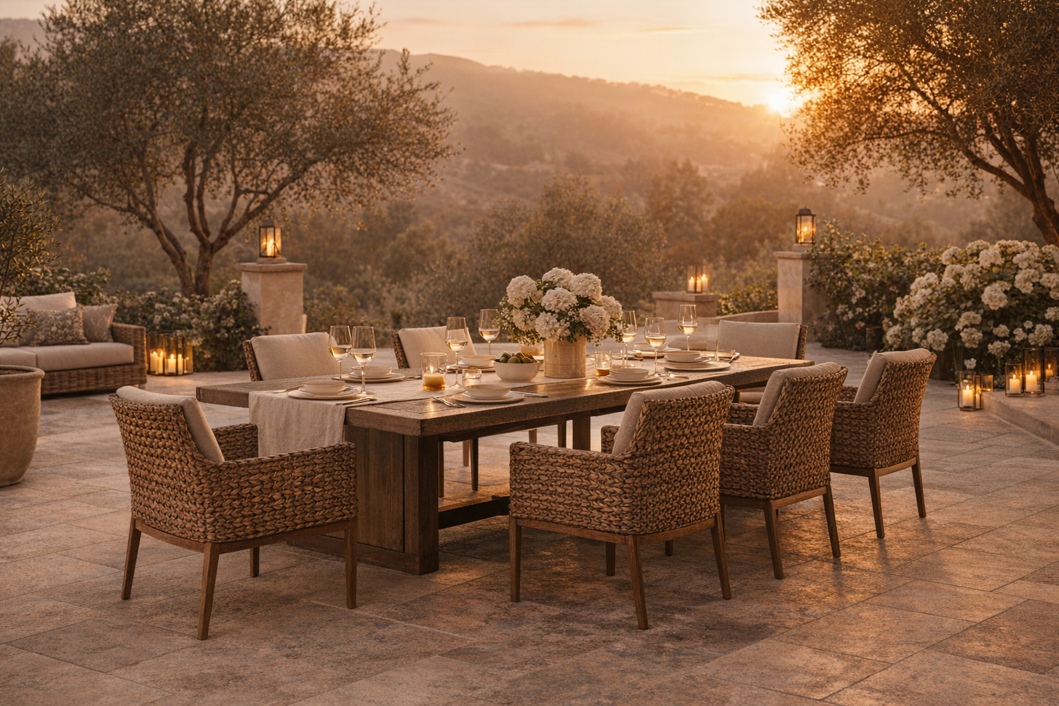 Curated luxury outdoor dining ambiance