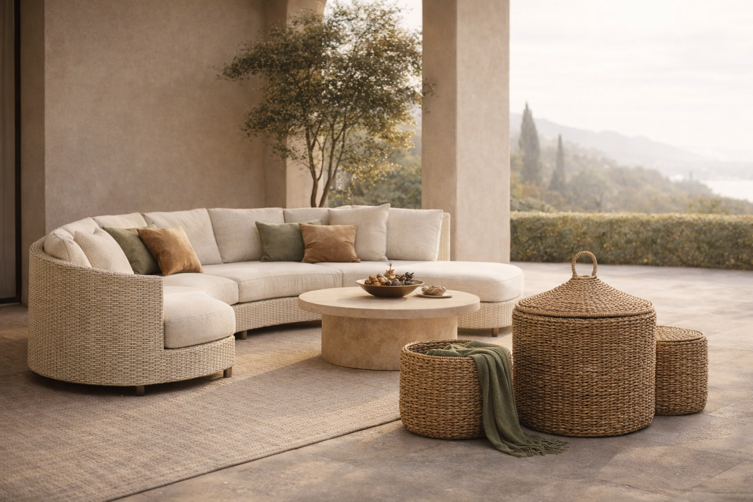 Luxury baskets and curved sofa project