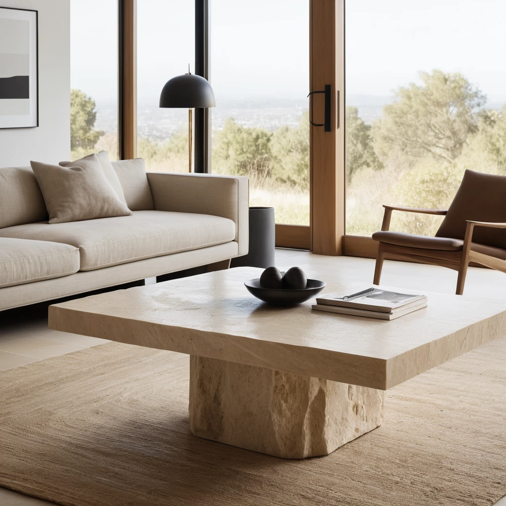 Raw Travertine Block Coffee Table